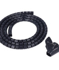 Flexible Black Spiral Cable Wrap For Cord Management 20mm Plastic Wire Sleeve with clips for neat cable organization.