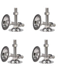 Heavy Duty Stainless Steel Furniture Levelers M12 Adjustable Cabinet Feet, 76mm circle non-slip pads, 4 pack.
