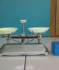 Vintage balance scale with blue storage case for Pro Grade Chrome Calibration Weight Set 2000G Kit With 16 Pieces For Scales Including 10G 20G 50G 100G 200G 500G Weights, Storage Case And Tweezers, High Precision M2 Calibration Tools For Accurate Weighing