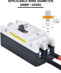 Heavy Duty 125 Amp DC Circuit Breaker And Battery Disconnect Switch For Solar Systems And UPS featuring wire connection ports and switch controls.