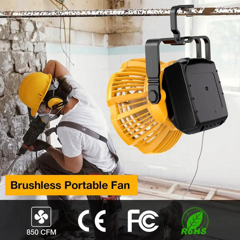 Portable High Velocity Industrial Fan With LED Light And USB Powered Handheld Fan for job site
