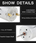 Detailed view of wiring and shaft on R280 DC Motor 12-24V High Speed Micro Motor 24000 RPM Pack of 5 for DIY Toys Mini Fans Juicers.