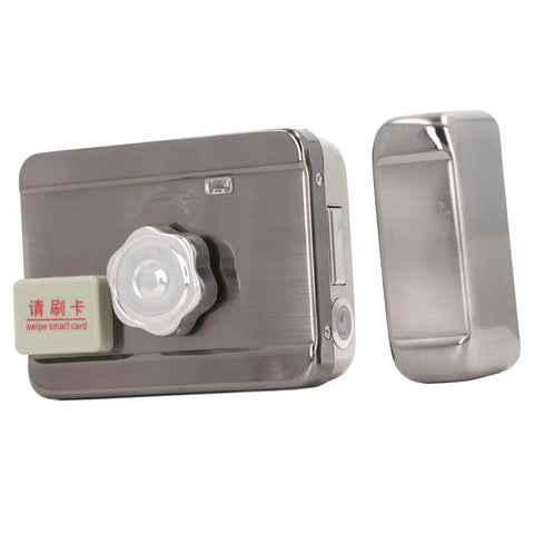 Tough As Nails Electronic Deadbolt Door Lock With Remote Control And Keyless Entry System For Bulletproof Home Security Zero Fuss Setup and Reliable Heavy Duty Performance Daily, silver finish, includes swipe card reader.
