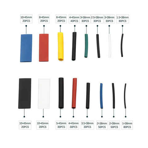 Huge 580 Piece Heat Shrink Tube Kit With Assorted Sizes And Colors For Wire Cable Insulation DIY Projects That Handle The Heat Like A Boss. Assorted heat shrink tubes, 1x38mm to 10x45mm, in mixed colors