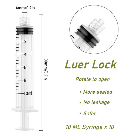 Pro Grade Glue Applicator Syringe Kit With 14G 16G And 18G Blunt Tip Needles, Leak Proof Cap, 10 X 10cc Luer Lock Syringes detail