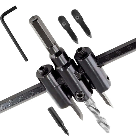 LifCratms adjustable hole saw circle cutter in black with drill bit and hex key, 1-3/16 to 7-7/8 in.