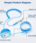 Simple diagram showing Sixteen Pack Anti Static Wrist Straps With Ground Wire And Adjustable Cords For Electronics ESD Protection.