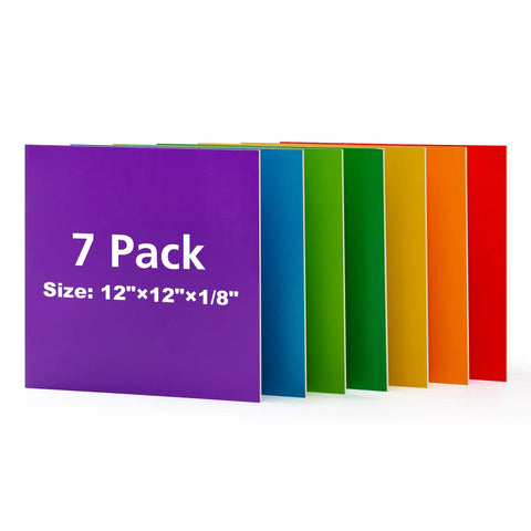 7 Pack Rainbow Colored Plywood Sheets 12 By 12 By One Eighth Inch 3mm Thick Unfinished Wood For Laser Cutting And Engraving