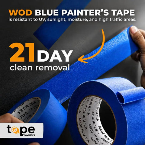 Blue Painter's Tape 3 Inch By 60 Yards Thick And Wide Masking Tape For Safe Wall Painting And Remodeling Projects, hands shown