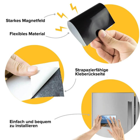 Demonstration of Self-Stick Magnetic Sheets 10-Pack With Extra Strong Adhesive For Photos, Labels, Magnets, And Whiteboards