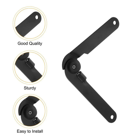 2 Pack Lid Support Hinges Rotatable Folding Lift Up For Furniture Cabinets Chests Jewelry Boxes And Wooden Boxes Durable Iron Construction 8.9 Inches Long 0.79 Inches Wide Easy Install, shows hinge mechanism close up.