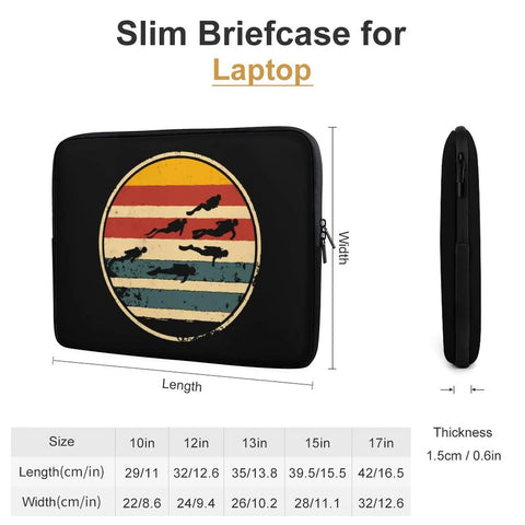 Scuba Dive Inspired Laptop Sleeve For 15 Inch Waterproof Durable Protective Case with retro design side view