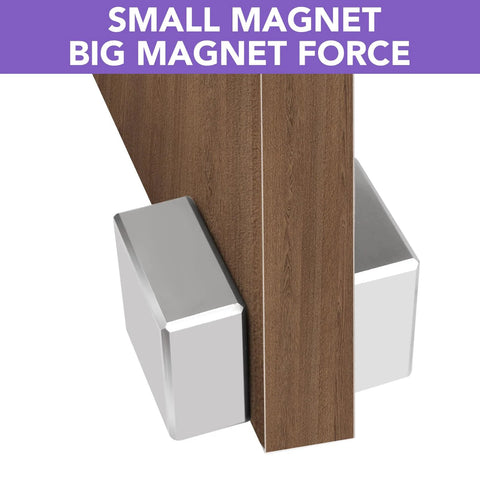 Neodymium block magnets, two 40x40x20 mm units mounted on a wooden table leg