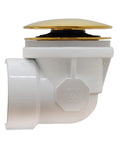 Slick Sch 40 Pvc Bathtub Waste Assembly With Illusion Overflow Plate And Tip Toe Drain Plug Polished Brass Finish side view of drain fitting