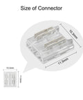 10 Pack 4 Pin Transparent COB Connectors For RGB LED Strips Solderless Connection with dimensions labeled 10.3mm x 11.5mm