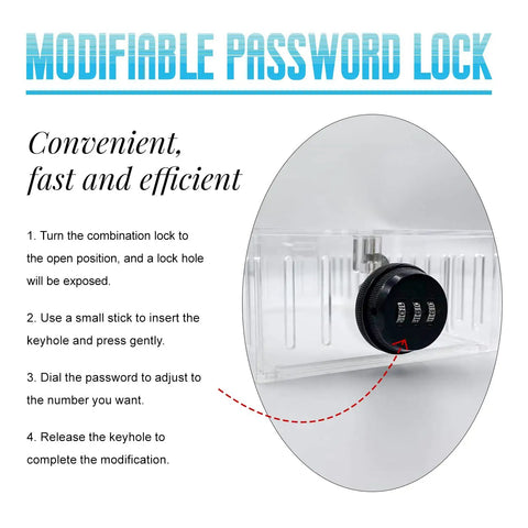 Image of Durable Universal Thermostat Lock Box With Simple Combination Lock showing modifiable password steps with lock detail.