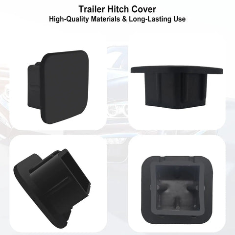 2 Inch Trailer Hitch Cover Black Rubber Tow Receiver Tube Plug Cap Universal 2x2 Square Receiver For Class 3 4 5 Trucks SUVs Cars Fits Most Hitches Weatherproof shown from various angles