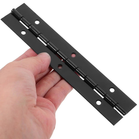 Heavy Duty Iron Piano Hinges Set For Doors And Cabinets, 6 Inch Continuous Metal Hinges held in hand, black finish