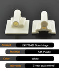 Frigidaire Refrigerator Door Hinge Pin Replacement 241779401, ABS plastic, white, shown front and side views