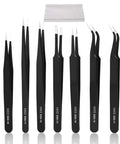 Go-To All-in-One 7-Piece Precision Tweezers Set - Anti-Static Stainless Steel ESD Tweezers Kit For Electronics, Soldering and Repair tasks.