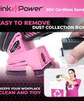 Beast Cordless 20V Detail Sander For Woodworking shown with removable dust collection box; ergonomic handle visible