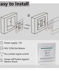Push Button Door Release For Access Control Systems, Surface Mount Exit Button In White, 12V 3A, installed on wall