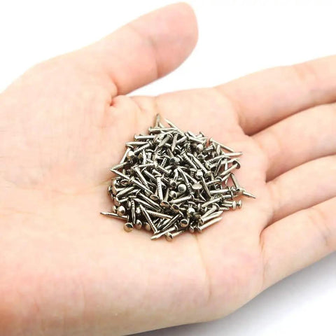 Badass Tiny Decorative Mini Nails For Sweet DIY Upgrades And Vintage Drawer Fixes Two Hundred Pack Flat Head Tin Tacks Perfect For String Art And Totally Rad Handmade Creations With Silver Shine