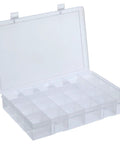 Clear 24-Compartment Storage Box Pack Of 5, Heavy Duty Polypropylene Organizer With Stackable Design open lid view