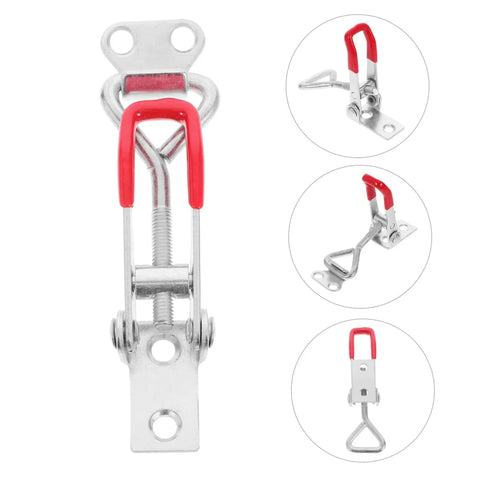 4 Pack Adjustable Metal Toggle Latch Clamps With Buckle Joint Design For Cabinets, Toolboxes, Doors, And Boxes, Heavy Duty Pull Latches, Easy Installation, Secure Locking, silver metal clamp