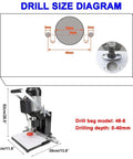 Drill size diagram for No Sweat Hinge Boring Drill For Slick Cabinet Door Woodworking With 2880 Rpm Motor And Adjustable Zero To Forty Millimeter Depth Setup Knockout Precision Hardware Mounting Tool Bad Ass For Weekend Warriors.
