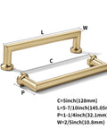 Diagram of 10 Pack 5 Inch Champagne Bronze Cabinet Pulls with dimensions for kitchen and bathroom hardware.