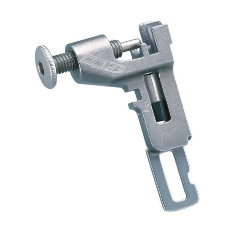 Ride Ready 20-Function Bicycle Repair Tool Kit chain tool component with silver aluminum finish, detailed view.