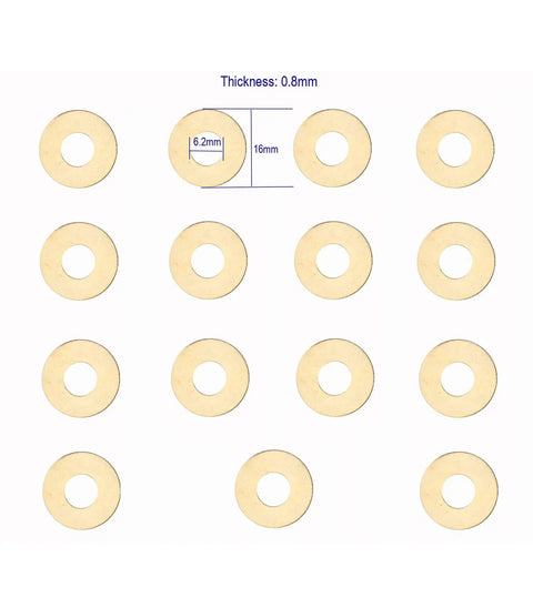 15 Pack Brass Pivot Pin Washers For CQC 7 Series EDC Pocket Knife Folding Knives Replacement Gaskets Shim Cushions Cushion Pad Rings 0.8x16x6.2mm For Smooth Action And Corrosion Resistance