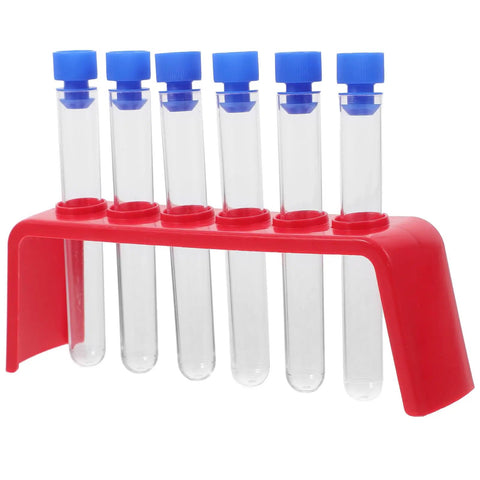 Red Plastic Six Hole Test Tube Rack And Holder For Upright Tubes Burette Stand Secure Lab Organization And Stable Support