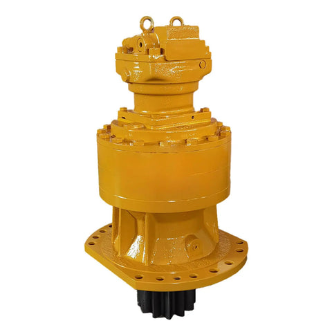 Top Shelf High Performance Hydraulic Swing Reducer Gearbox Compatible With Caterpillar Cat 374F Excavator, yellow gear component.