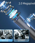Tough Waterproof Mini Endoscope Camera With Crisp 2MP HD Video six LED rings showcasing internal camera components and technology.