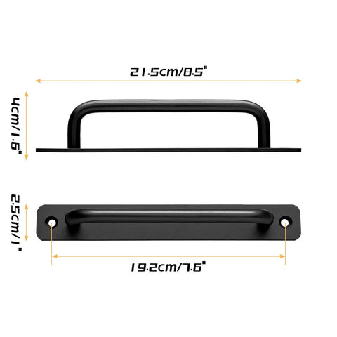 2 Pack Aluminum Alloy Sliding Barn Door Handles With Mounting Plates Black Finish 8.5 Inch Total Length 192 Mm Hole Center