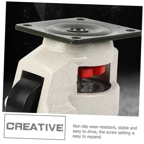 Heavy Duty Swivel Caster Set With Easy Adjustable Leveling Feet For Workbenches And Machine Tools close-up of adjustable mounting plate.