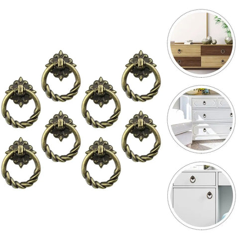Antique Bronze Cabinet Pull Handles 8 Pack Decorative Mini Knobs for Kitchen Wardrobe and Furniture Drawers With Single Hole Design