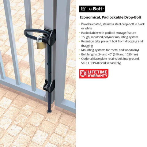 Padlockable Drop Bolt With Padlock Storage For Square Post Metal Gates 24 Inch Length Prevents Dragging And Dropping With Retention Grooves