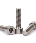 Top Notch Grade 2 Titanium Hexagon Head Socket Cap Screws 10 Pack M10 By 45mm stacked display showing bolts and heads
