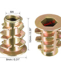 Beefy Zinc Alloy M4 Furniture Threaded Insert Nuts, 10mm Length, 8mm OD, Internal Threads M4, 50 Pack For Wood Furniture