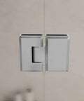 Heavy Duty Adjustable Glass To Glass Shower Door Hinge 180 Degree Solid Forged Brass With Satin Chrome Finish four seven sixteenths inch