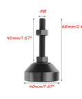 Set Of 4 Beefy Adjustable Furniture Leveling Feet With M8 Threads In Black Aluminum For Desks Tables And Cabinets 1.57 Inch Base Diameter