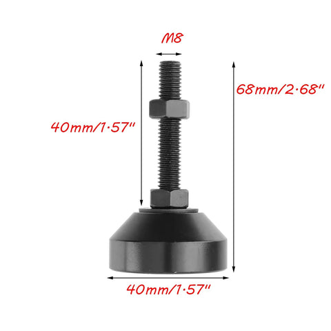 Set Of 4 Beefy Adjustable Furniture Leveling Feet With M8 Threads In Black Aluminum For Desks Tables And Cabinets 1.57 Inch Base Diameter