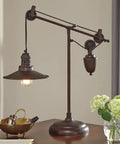 Urban Industrial 29.5 Inch Metal Desk Lamp With Adjustable Arm And Shade Bronze Finish for Modern Home Office on wooden desk