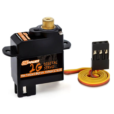Two Pack 2G Micro Digital Servo With Metal Gear Coreless Motor For Airplanes Fixed Wing Planes Helicopters Boats Robots And RC Models JR254 Compatible, black casing and wiring