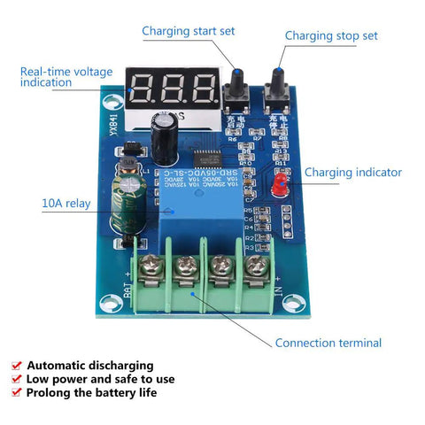 No Sweat Battery Charge Control Module With Crisp Digital Screen For Easy Six To Sixty Volt Charging And Discharging Ten Amp Setup Sweet For Solar Wind Cars And Ev Rides close-up view showing real-time voltage indicator and charging controls.