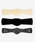 Contoured Girth With Ultra Soft Leather And Detachable Simuwool, Washable All Day Comfort Padding For Horse Skin, Black 70 Cm And 28 Inch