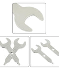 4 Piece Collet Wrench Key Set Three Eighths Inch Nine Point Five Millimeter Stainless Steel Multitool Wrench shown in three views